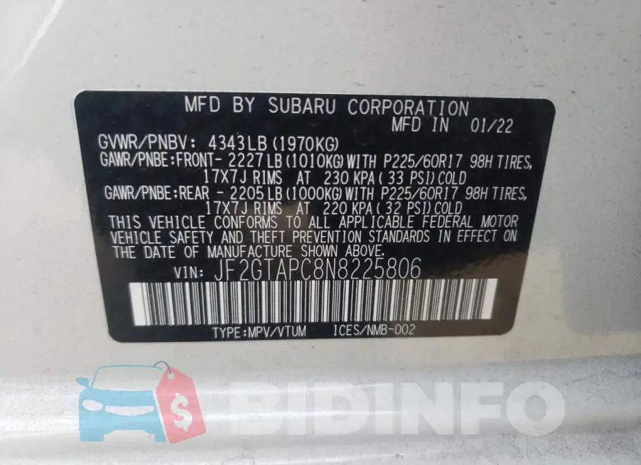 JF2GTAPC8N8225806 Photo# 10