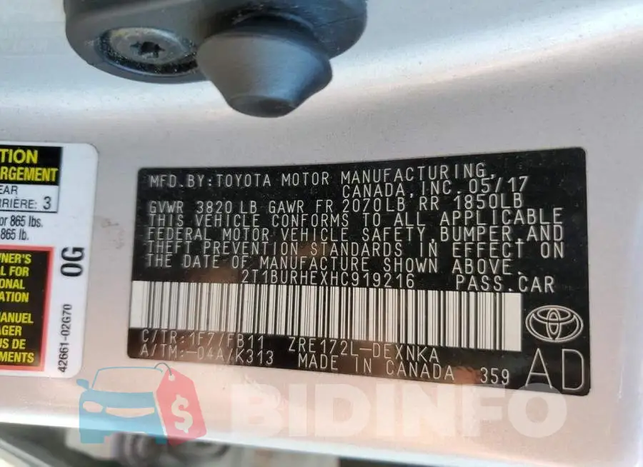 2T1BURHEXHC919216 Photo# 10