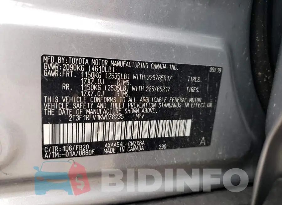 2T3F1RFV1KW078235 Photo# 10