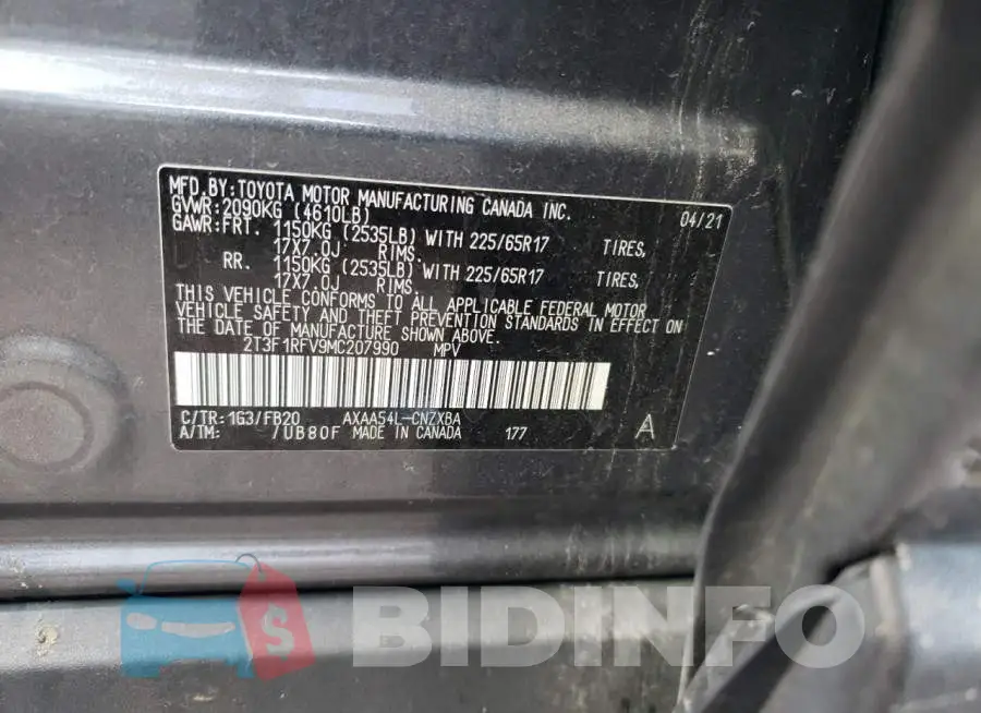 2T3F1RFV9MC207990 Photo# 10