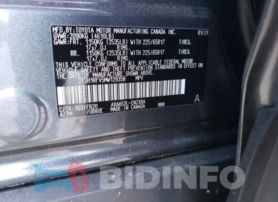 2T3H1RFV5MW129358 Photo# 10