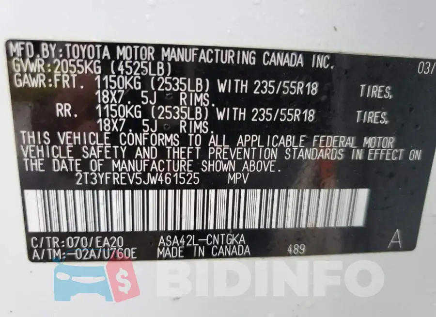 2T3YFREV5JW461525 Photo# 10