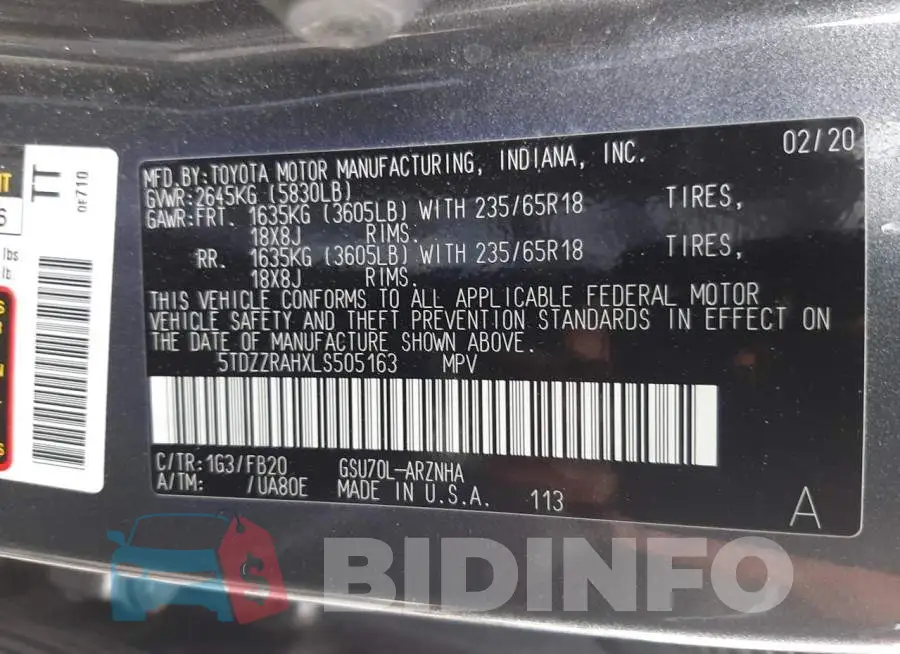5TDZZRAHXLS505163 Photo# 10