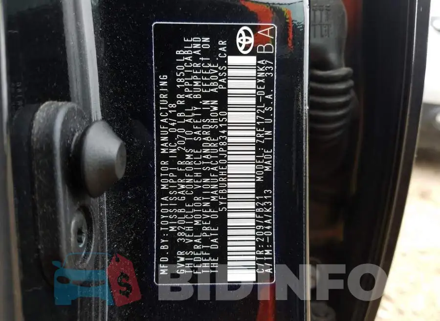 5YFBURHE0JP834150 Photo# 10