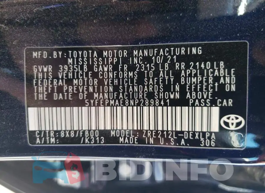 5YFEPMAE8NP289841 Photo# 10