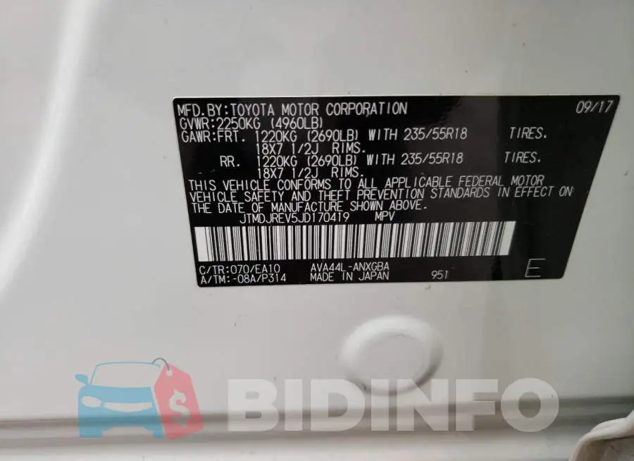 JTMDJREV5JD170419 Photo# 10
