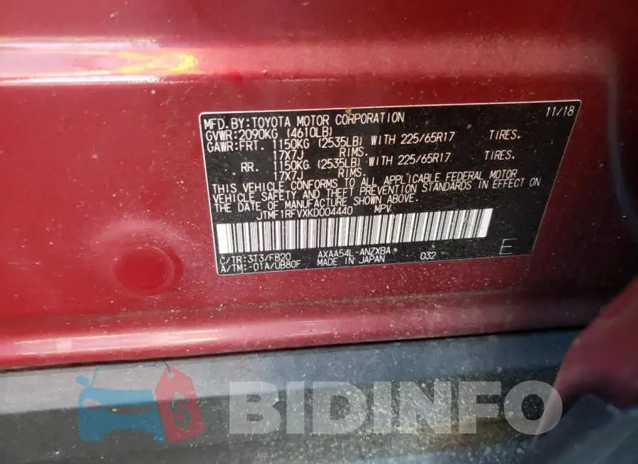 JTMF1RFVXKD004440 Photo# 10