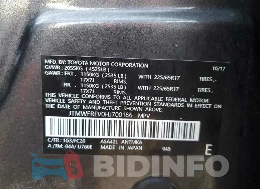 JTMWFREV0HJ700186 Photo# 10