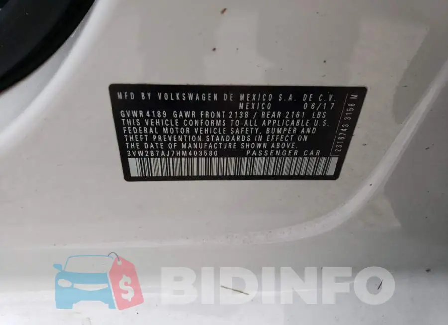 3VW2B7AJ7HM403580 Photo# 10