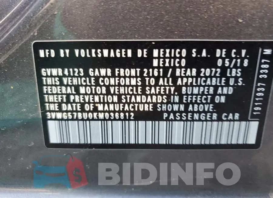 3VWG57BU0KM036812 Photo# 10