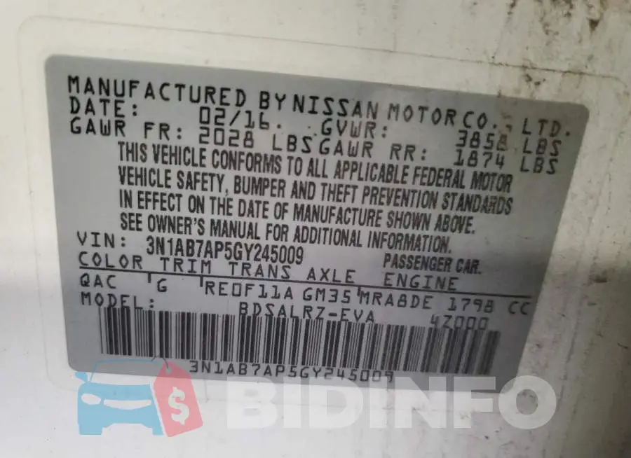 3N1AB7AP5GY245009 Photo# 10