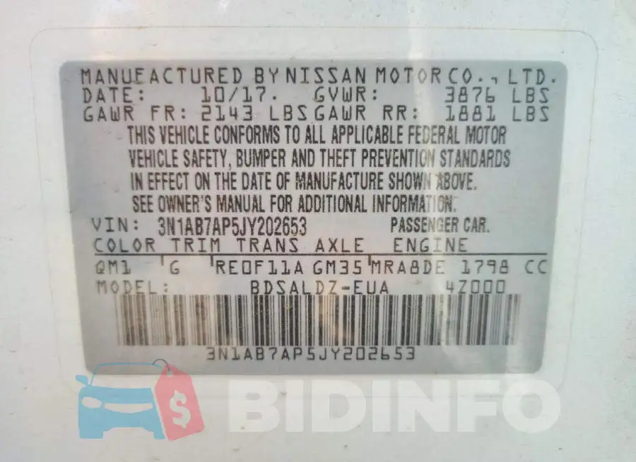 3N1AB7AP5JY202653 Photo# 10
