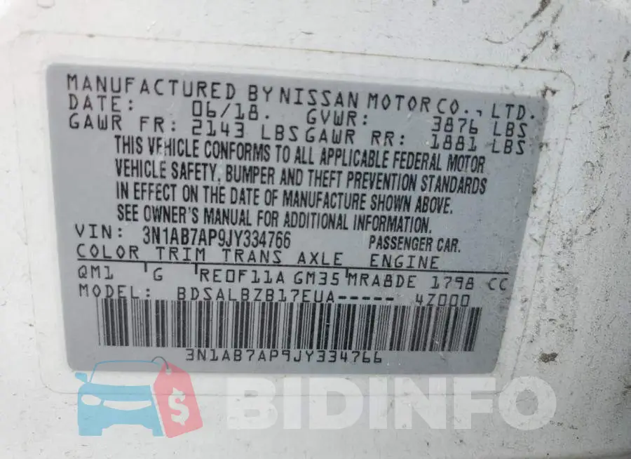 3N1AB7AP9JY334766 Photo# 10