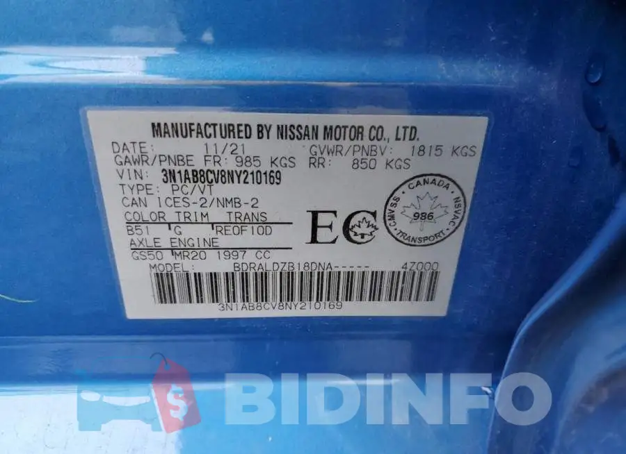 3N1AB8CV8NY210169 Photo# 10