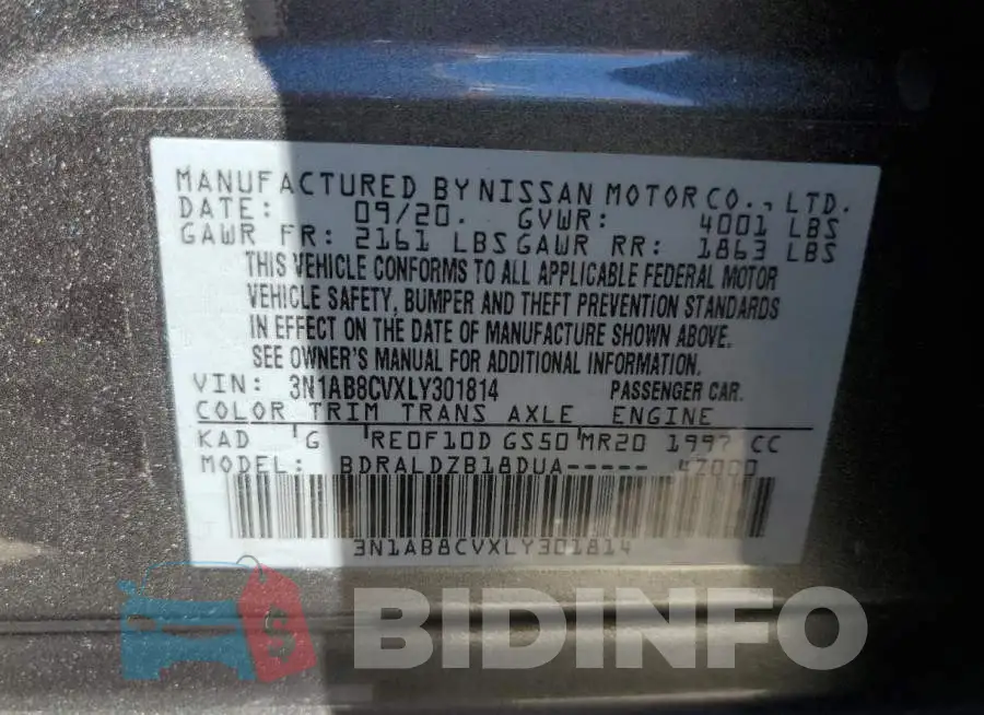 3N1AB8CVXLY301814 Photo# 10