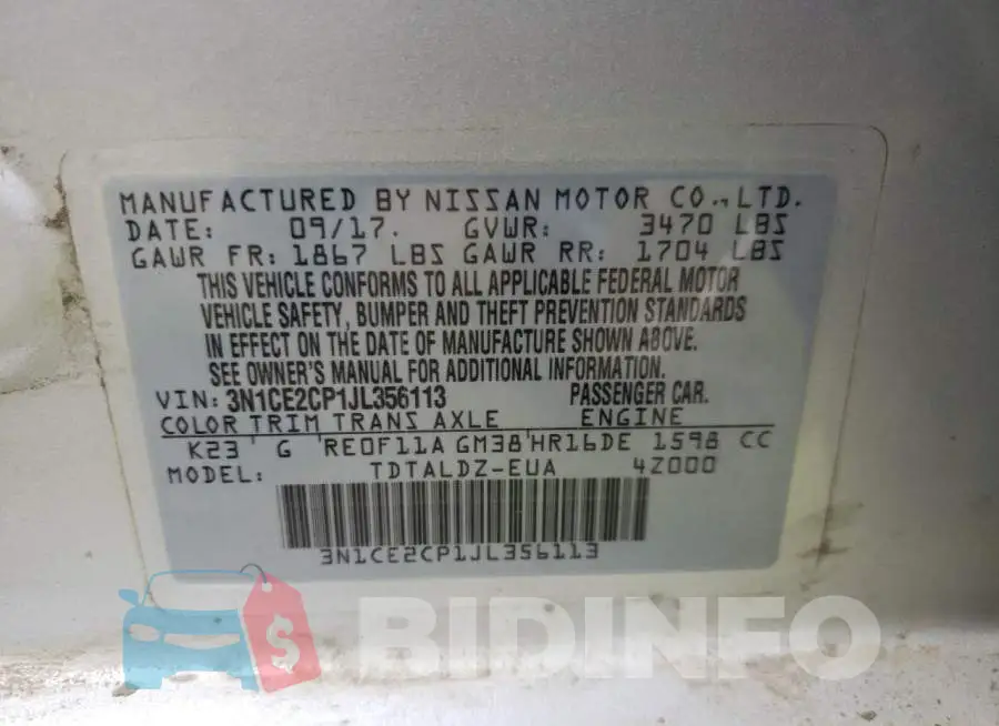 3N1CE2CP1JL356113 Photo# 10