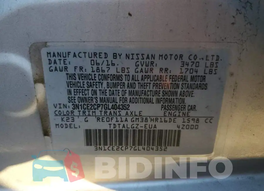 3N1CE2CP7GL404352 Photo# 10