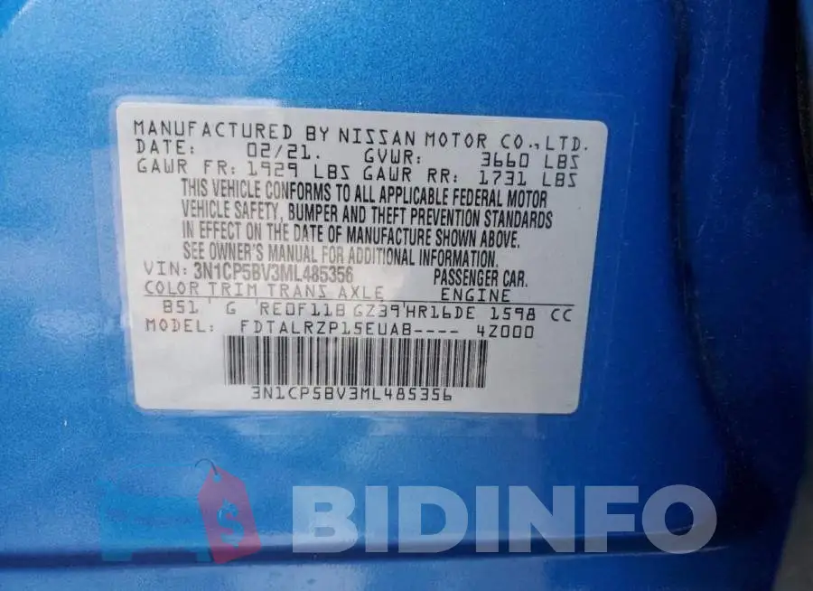 3N1CP5BV3ML485356 Photo# 10