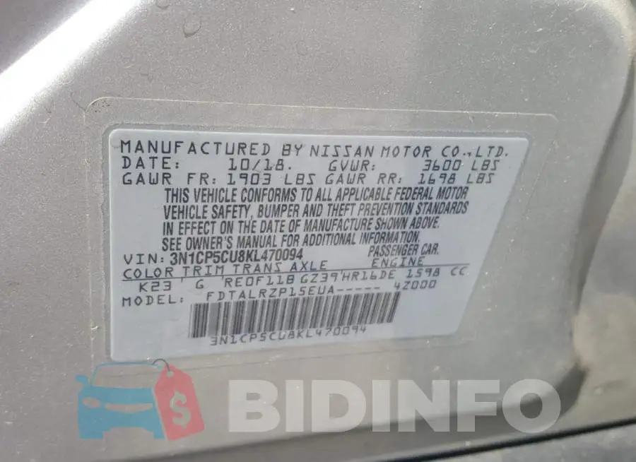 3N1CP5CU8KL470094 Photo# 10