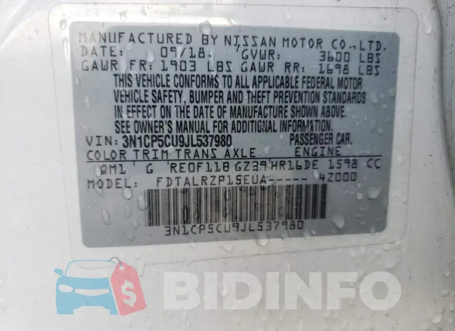 3N1CP5CU9JL537980 Photo# 10