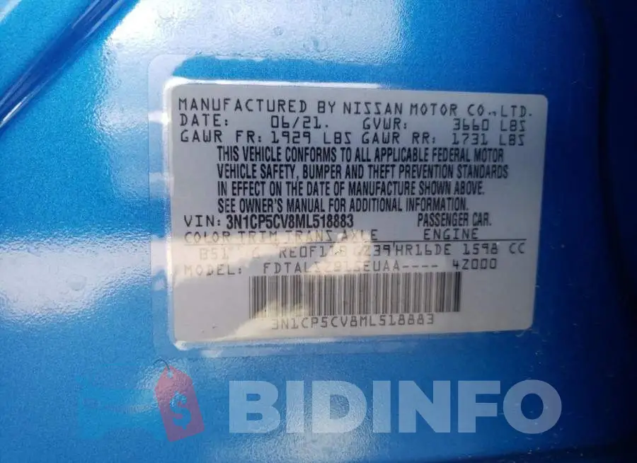 3N1CP5CV8ML518883 Photo# 10