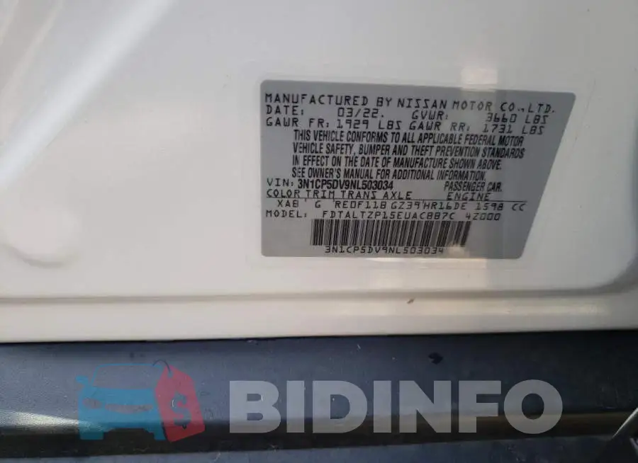 3N1CP5DV9NL503034 Photo# 10