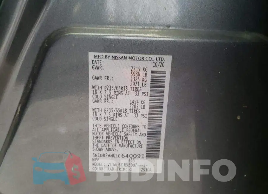 5N1DR2AN0LC640091 Photo# 10