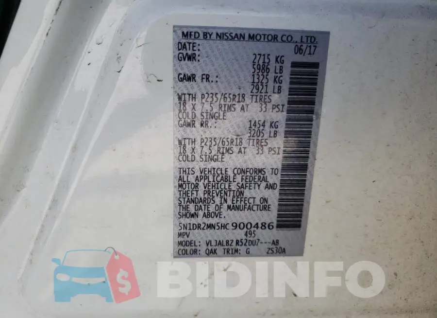 5N1DR2MN5HC900486 Photo# 10