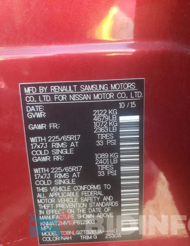 KNMAT2MV1GP612903 Photo# 10