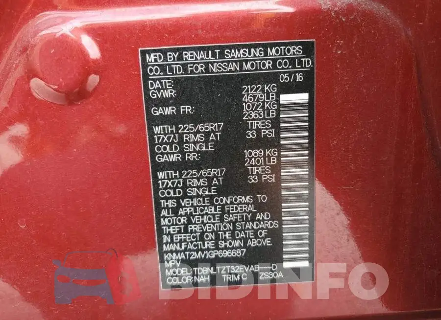 KNMAT2MV1GP696687 Photo# 10