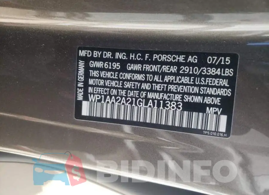 WP1AA2A21GLA11383 Photo# 10