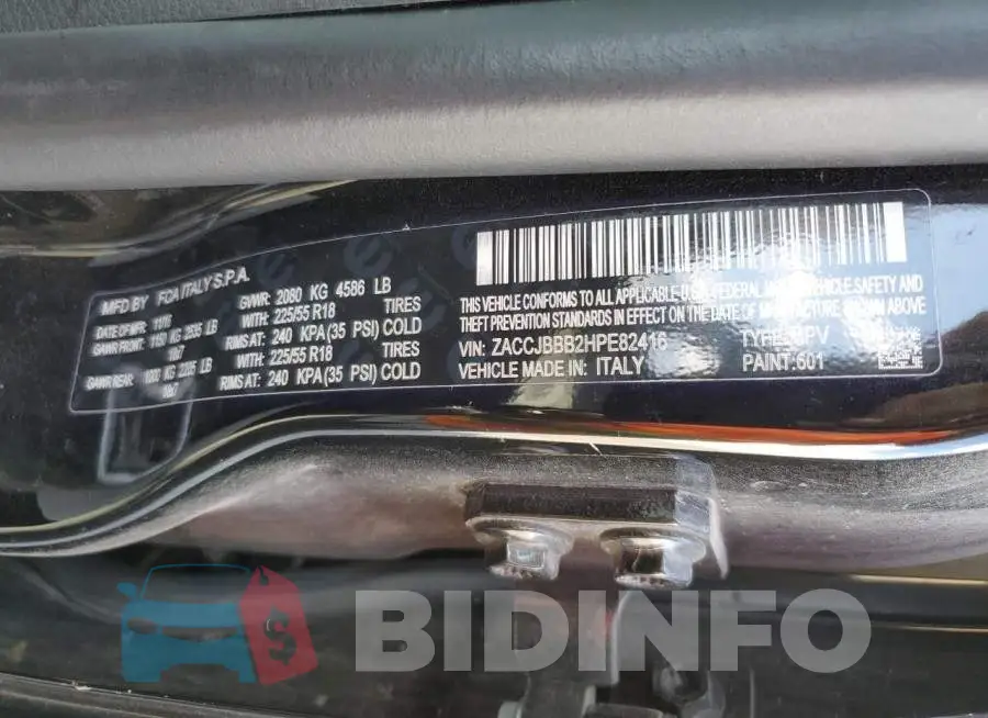 ZACCJBBB2HPE82416 Photo# 10
