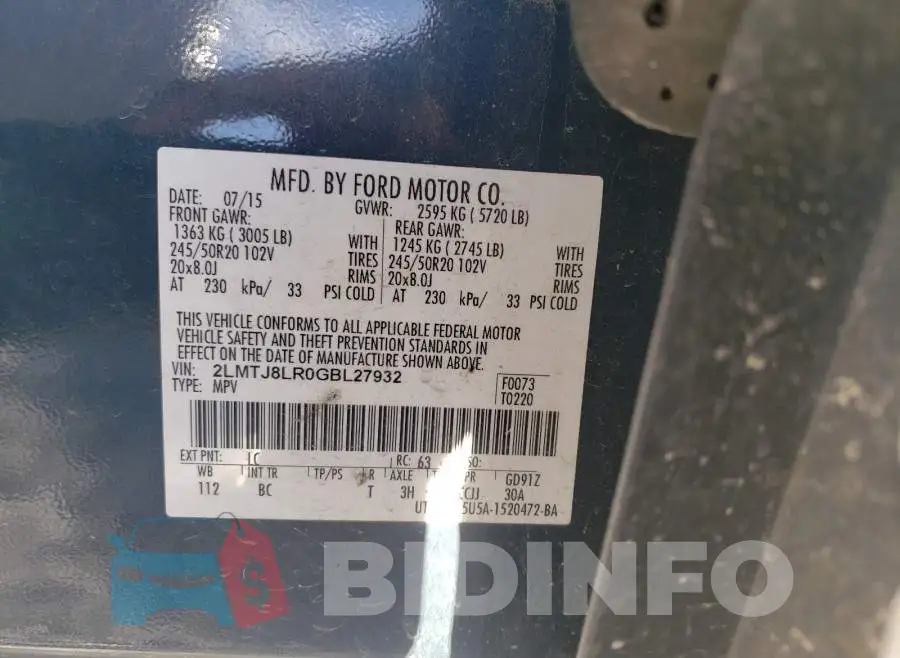 2LMTJ8LR0GBL27932 Photo# 10