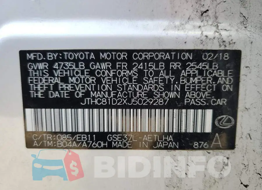 JTHC81D2XJ5029287 Photo# 10