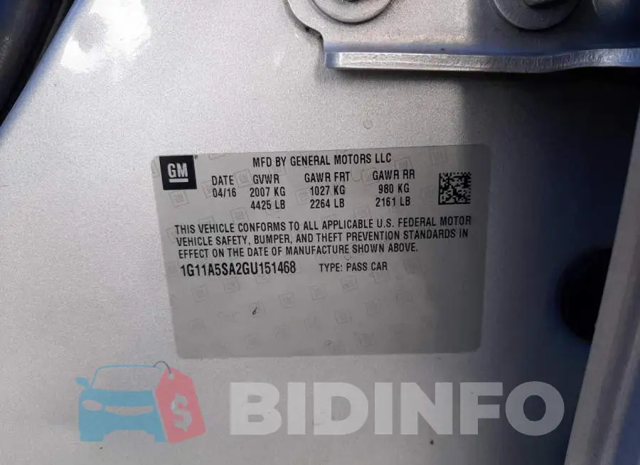 1G11A5SA2GU151468 Photo# 10