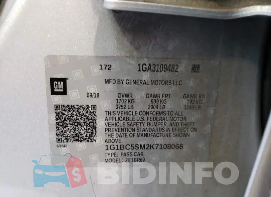 1G1BC5SM2K7108068 Photo# 10