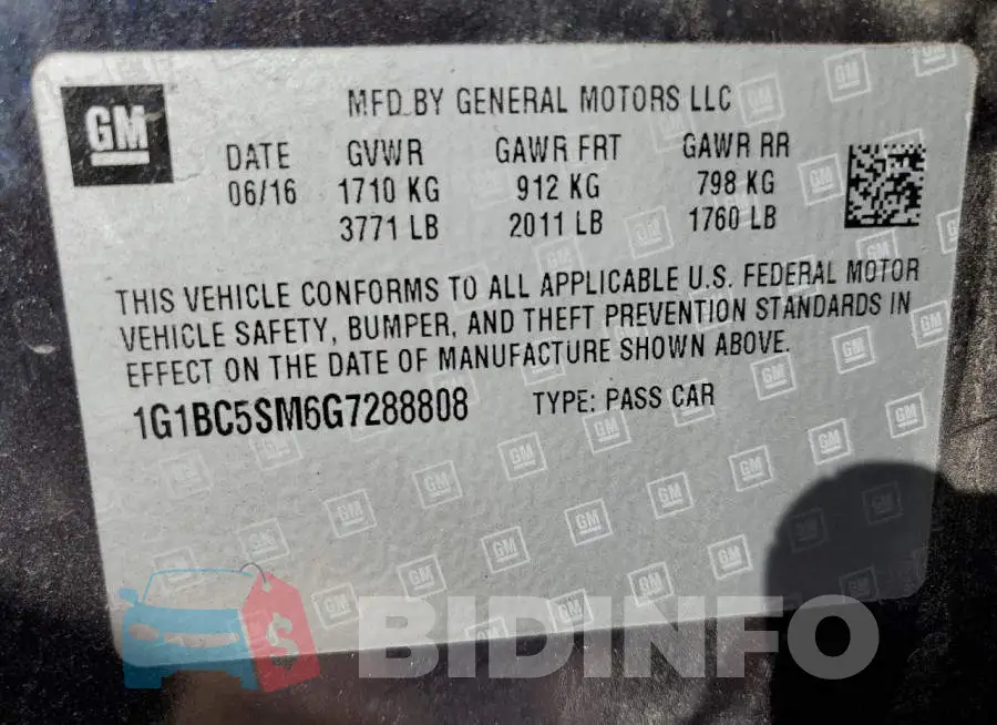 1G1BC5SM6G7288808 Photo# 10