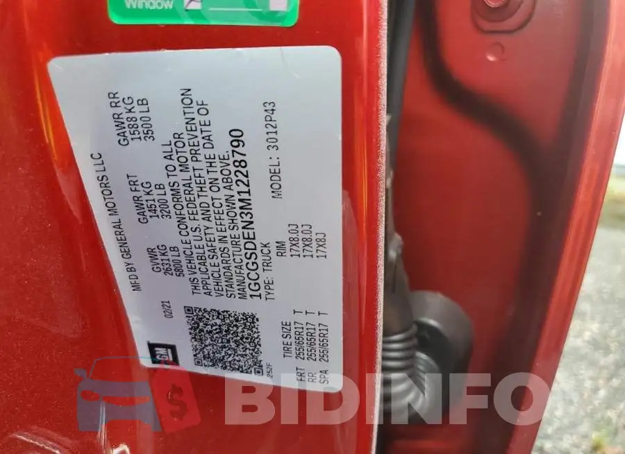1GCGSDEN3M1228790 Photo# 10