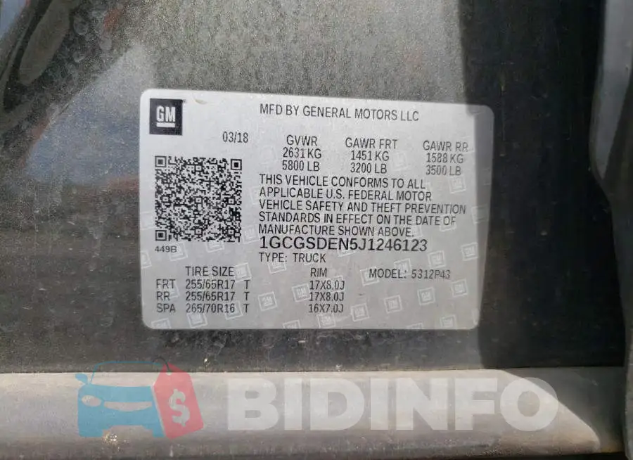1GCGSDEN5J1246123 Photo# 10