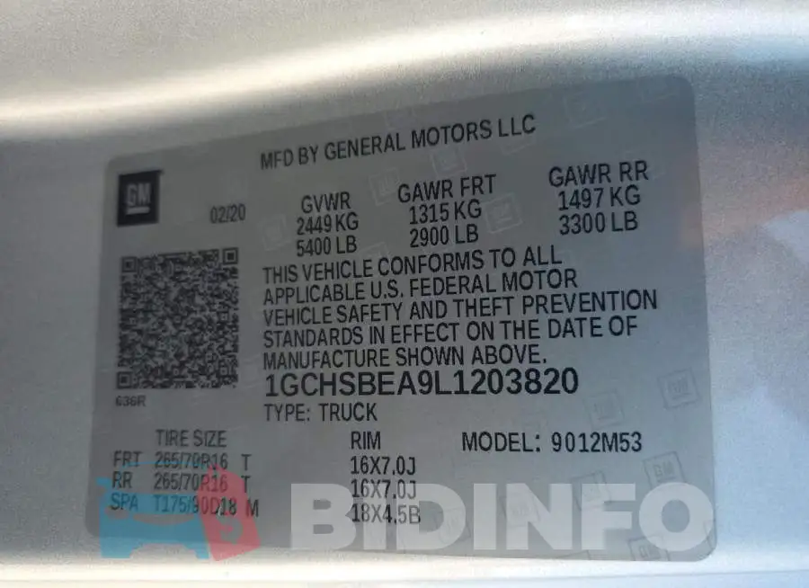 1GCHSBEA9L1203820 Photo# 10