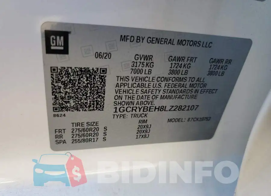 1GCRYBEH8LZ282107 Photo# 10