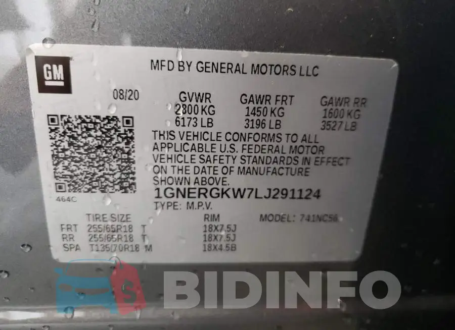 1GNERGKW7LJ291124 Photo# 10