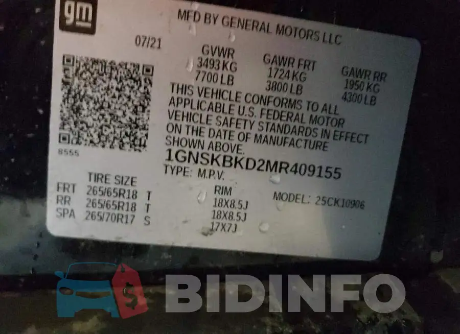 1GNSKBKD2MR409155 Photo# 10
