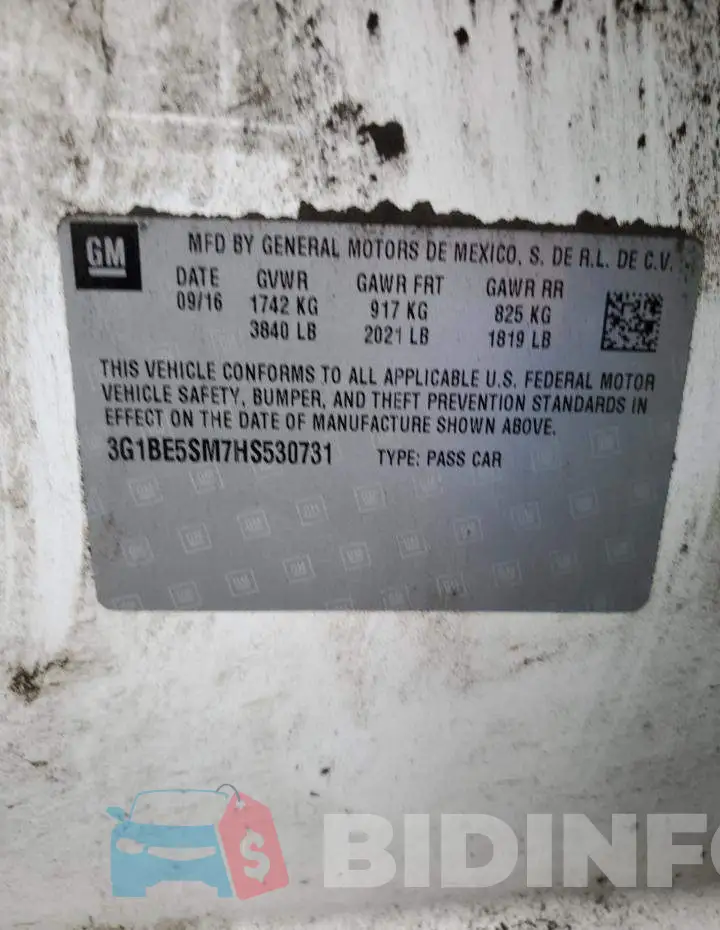 3G1BE5SM7HS530731 Photo# 10
