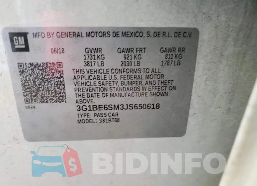 3G1BE6SM3JS650618 Photo# 10