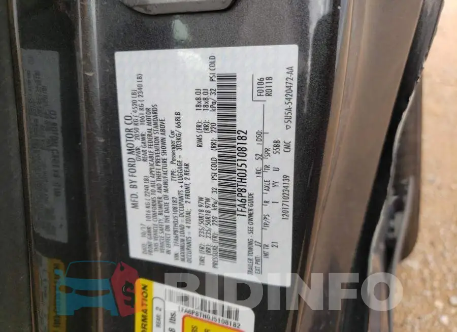 1FA6P8TH0J5108182 Photo# 10