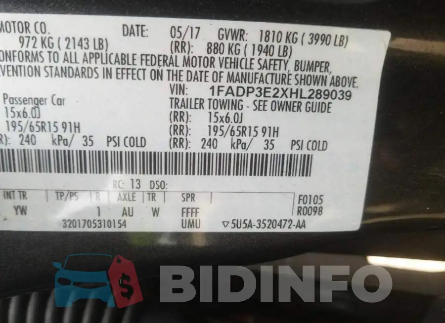 1FADP3E2XHL289039 Photo# 10