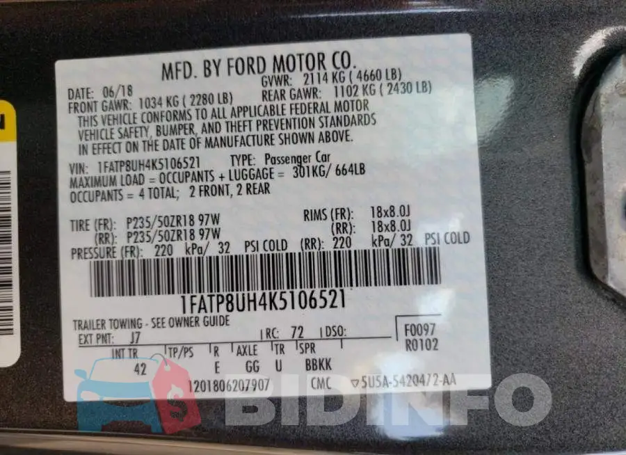 1FATP8UH4K5106521 Photo# 10
