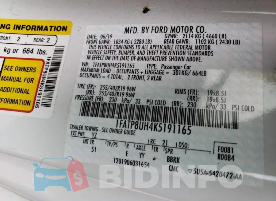 1FATP8UH4K5191165 Photo# 10