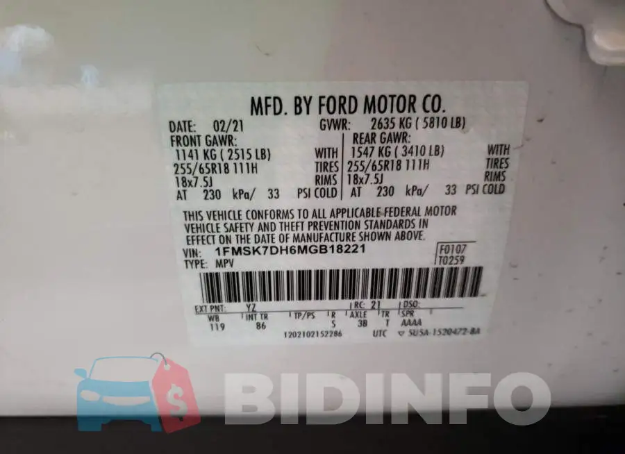 1FMSK7DH6MGB18221 Photo# 10